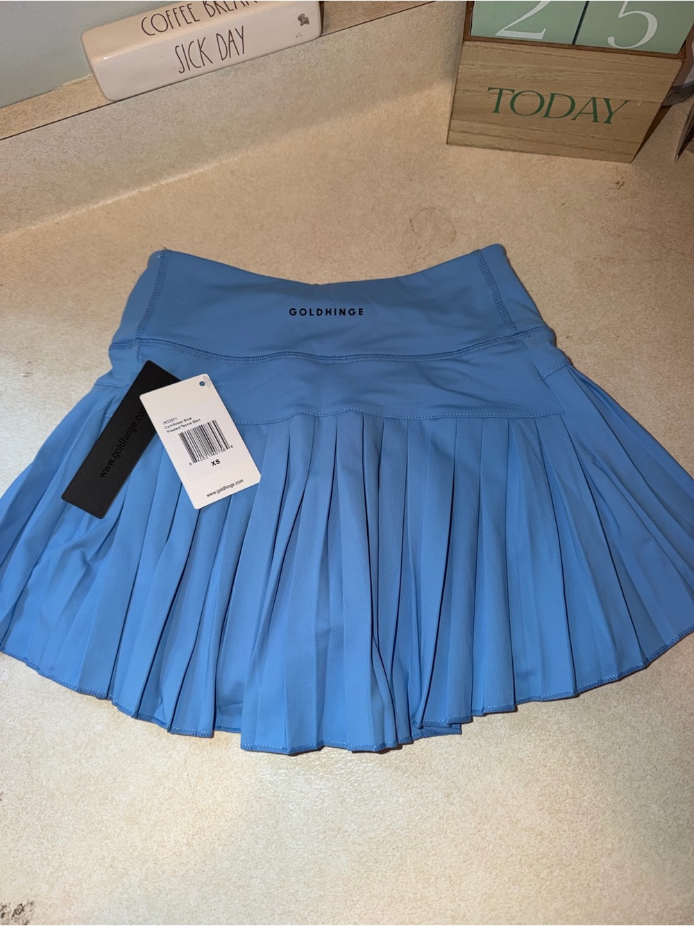 Goldhinge xsmall skirt cornflower blue PLEATED TENNIS SKIRT $58 retail